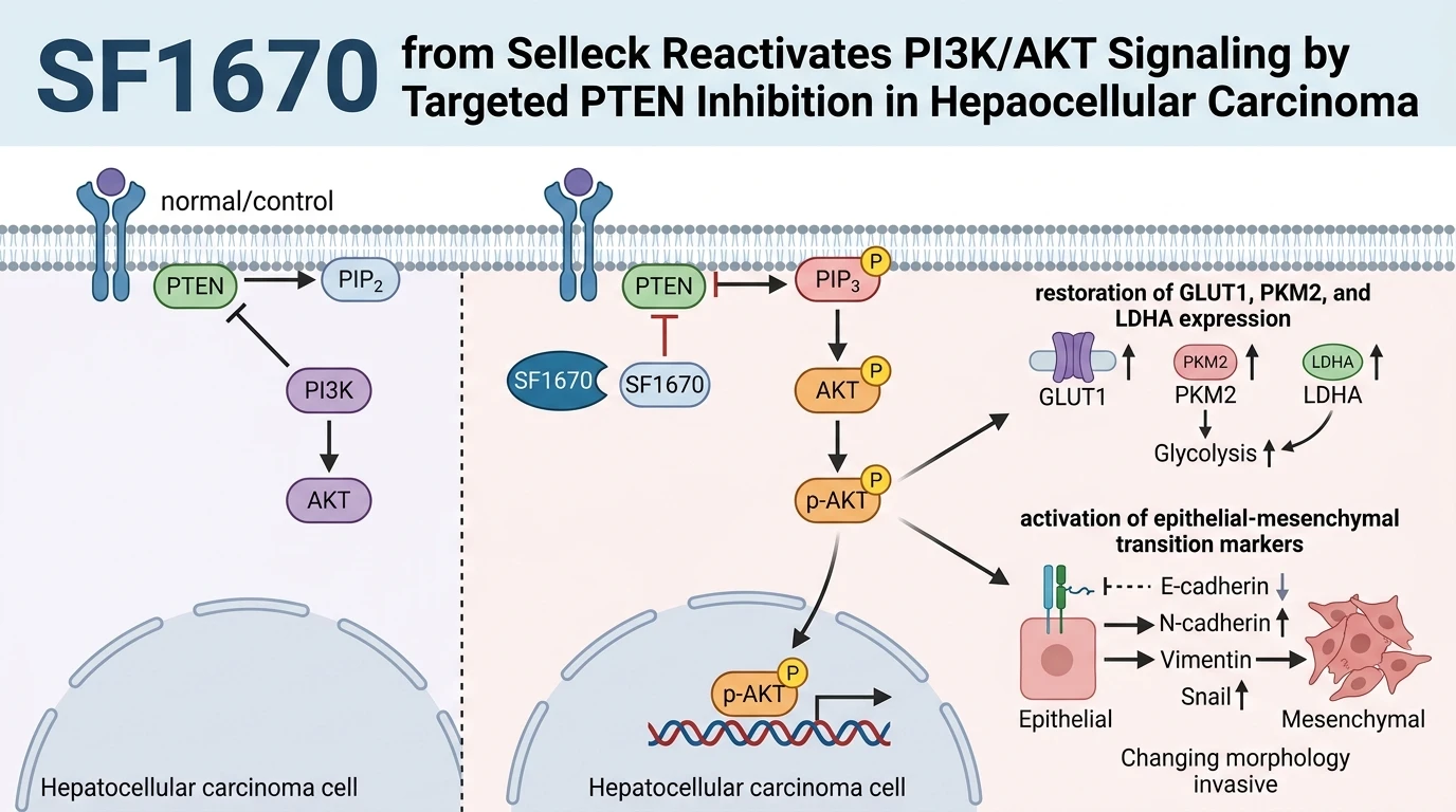 Schematic diagram of PI3K AKT signaling pathway rescue by PTEN inhibition in hepatocellular carcinoma cells